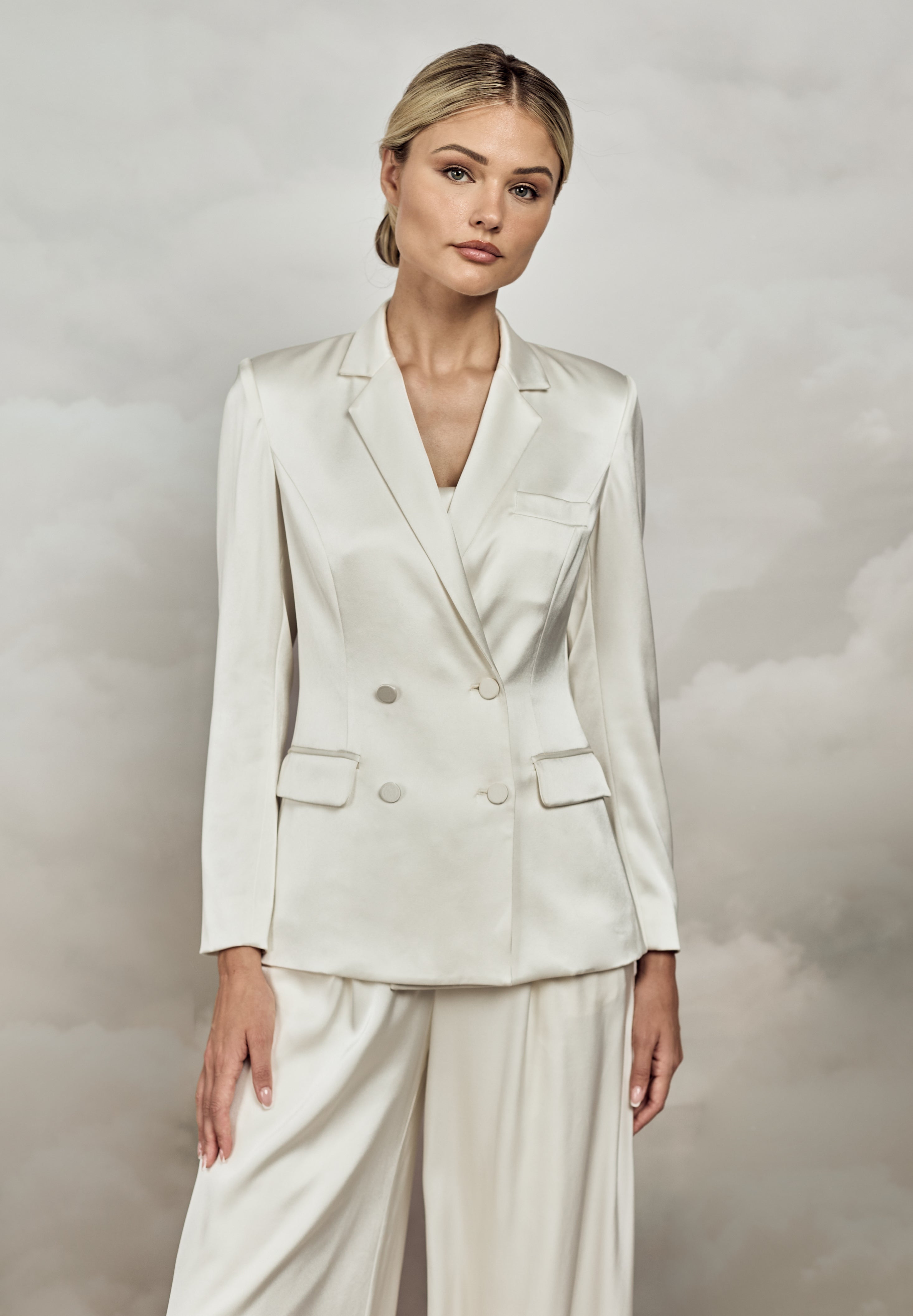【破格！】Double-breasted Blazer Double-breasted suit jacket White For Women | Maje
