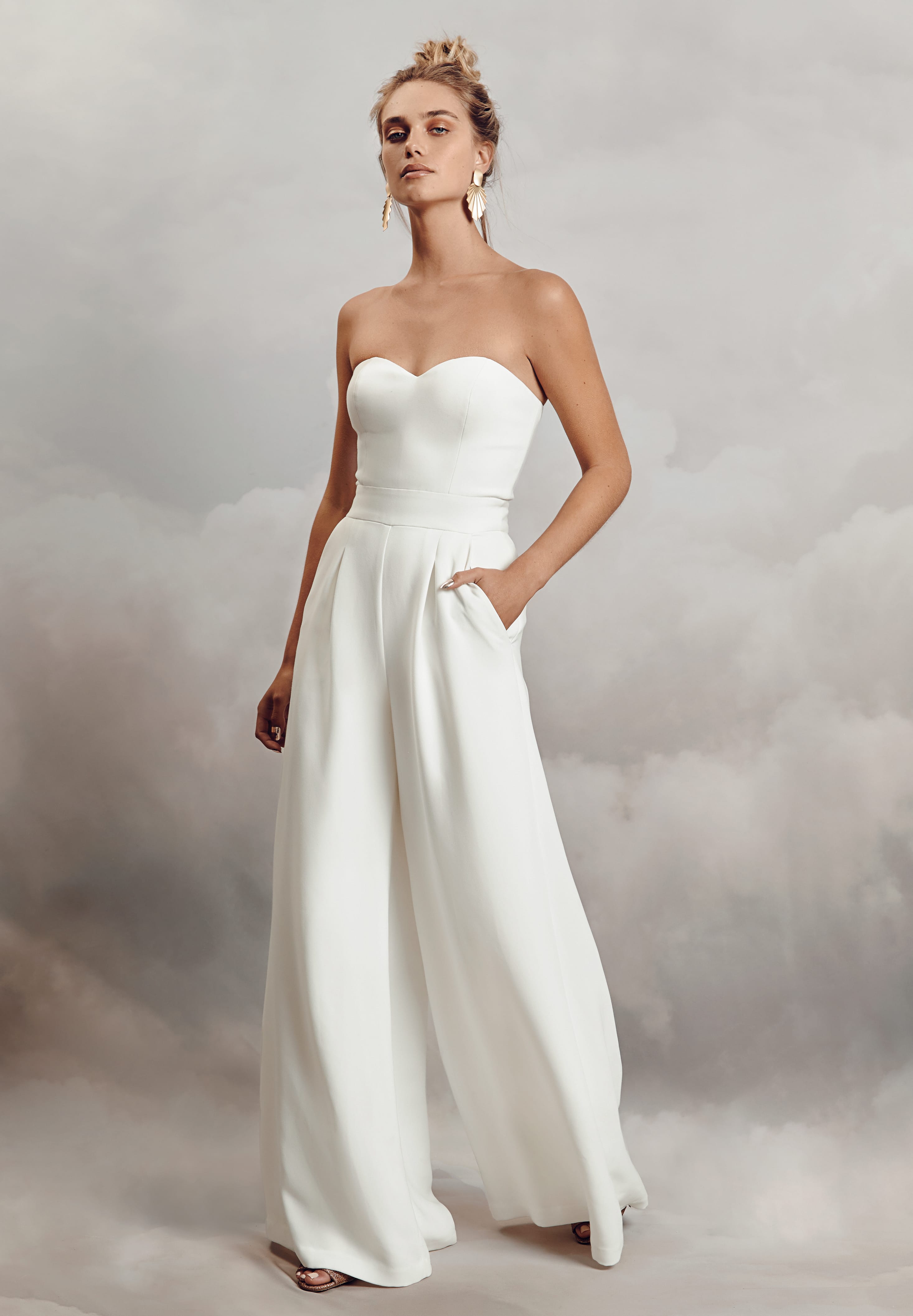 akiki my jumpsuit white オールインワン Ryo Jumpsuit Crepe | Crepe Bridal Jumpsuit | Catherine Deane