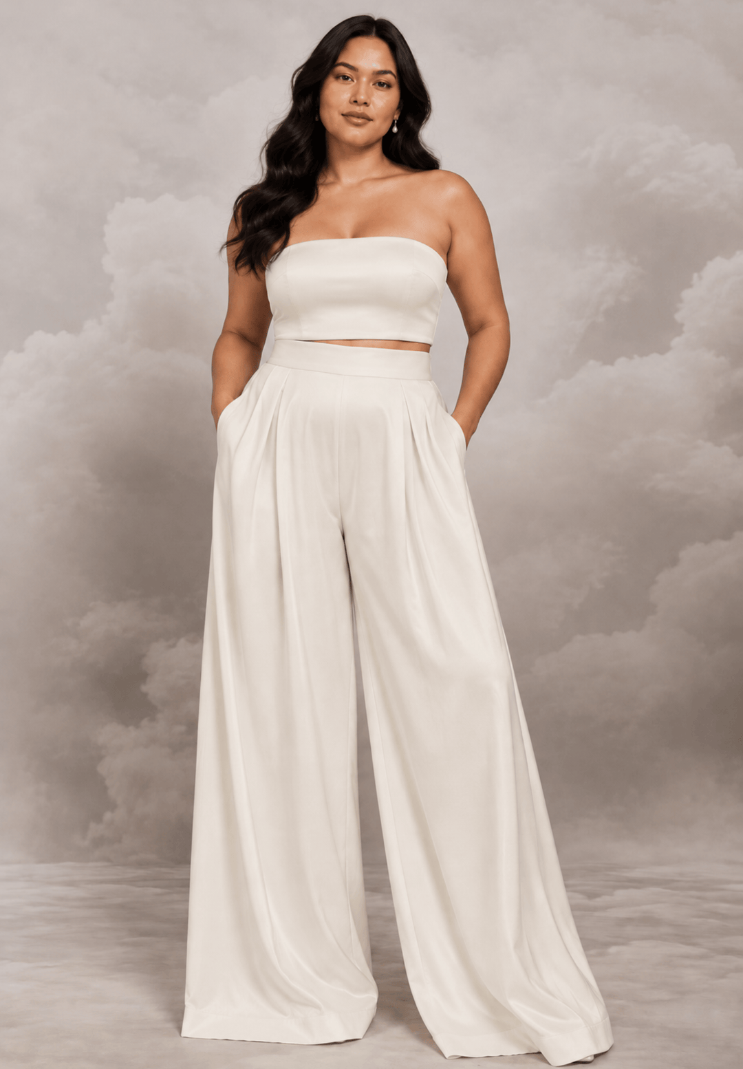 Aurelia Trousers | Satin Wide Leg Bridal Trousers | Catherine