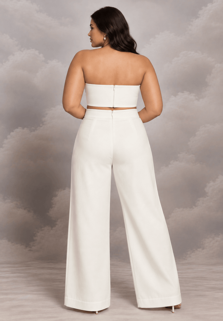 Izzy Trousers | Wide Leg Crepe Bridal Trousers | Catherine Deane