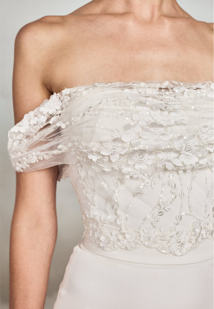 Begonia Overlay Top | 3D Flower Lace Bridal Separates Top