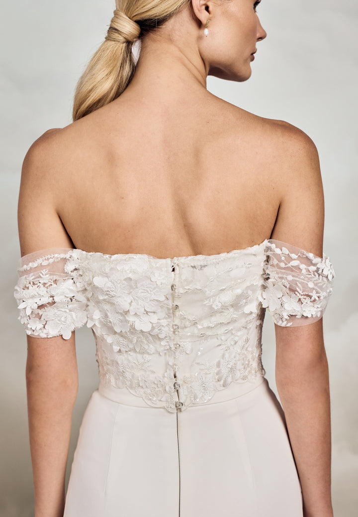chinese dress ladies Begonia Overlay Top | 3D Flower Lace Bridal Separates Top