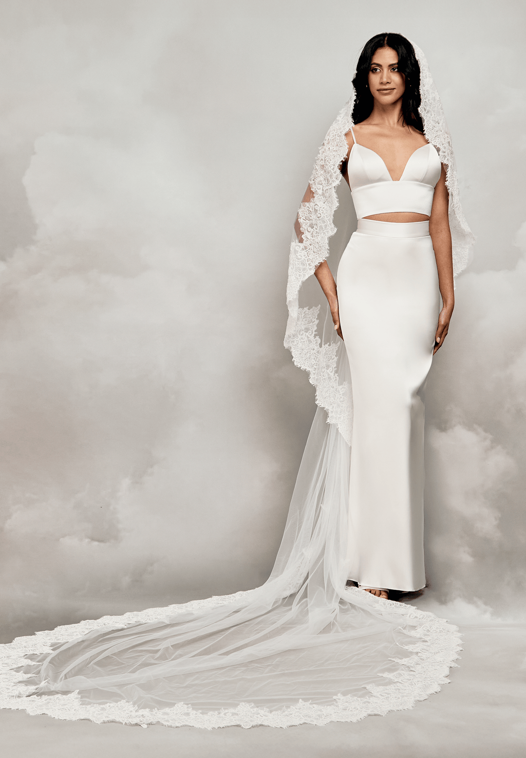 Elliot Veil | Flower Lace Border Bridal Veil | Catherine Deane