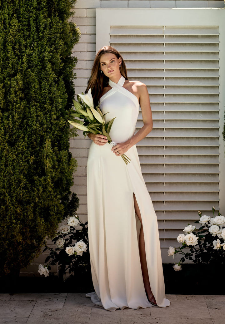 Emerson Gown | Vintage Halterneck Satin Wedding Dress