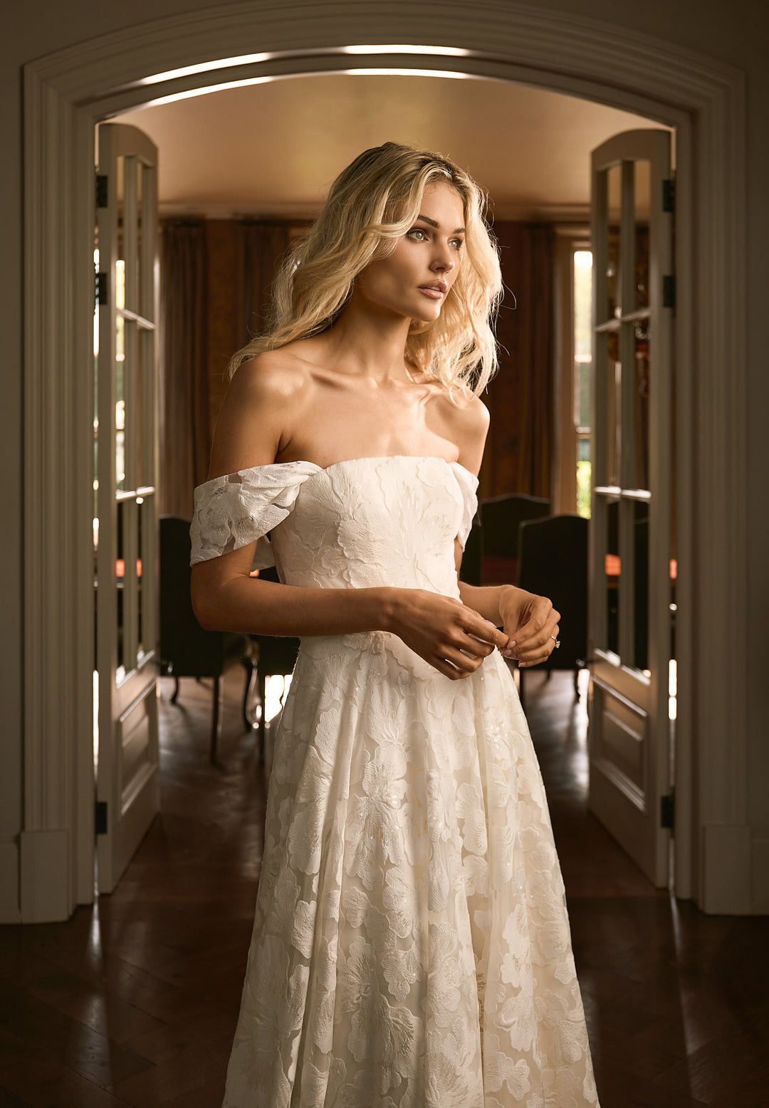 Delaney Gown | Flower Lace Ballgown Wedding Dress | Catherine Deane US6