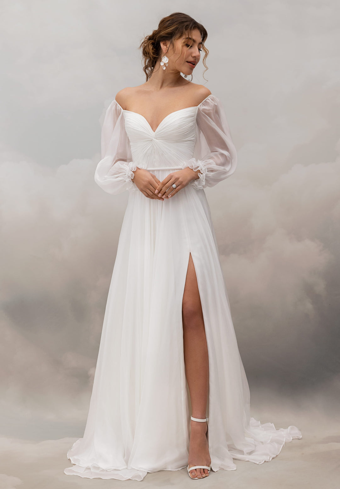 simple silk chiffon wedding dress Skai Silk Cotton Wedding Dress