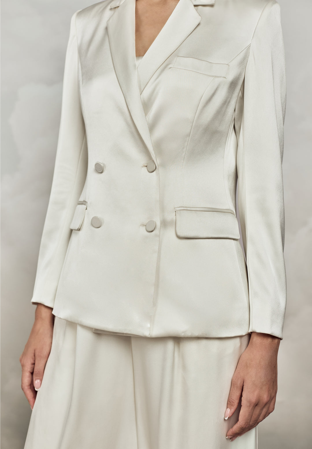 Zaina Blazer | Satin Double-breasted Jacket | Catherine Deane