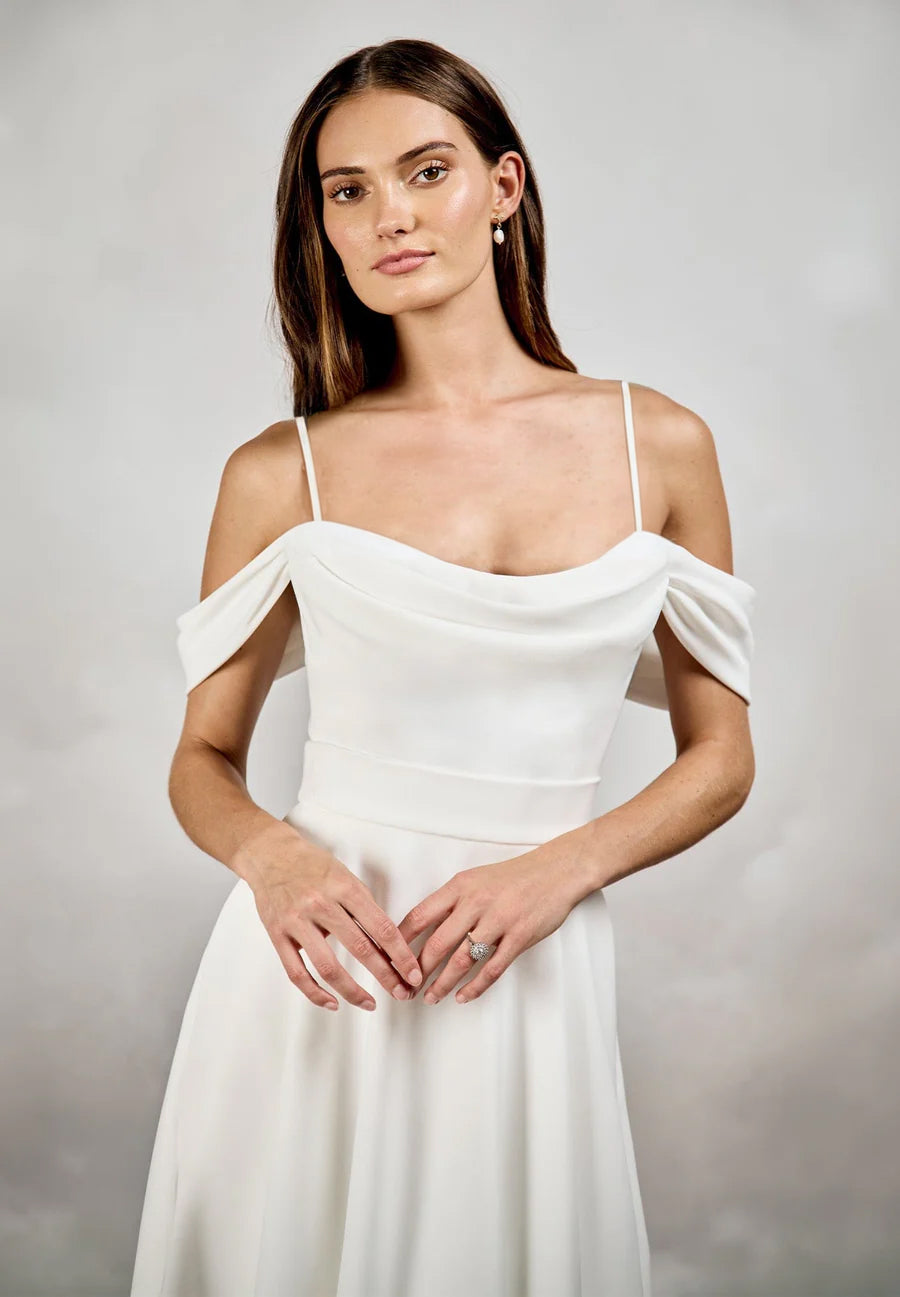 Dune Bodice | Crepe Cowl Neck Bridal Separates Top | Catherine Deane US6 Dune Bodice | Crepe Cowl Neck Bridal Separates Top | Catherine Deane US6